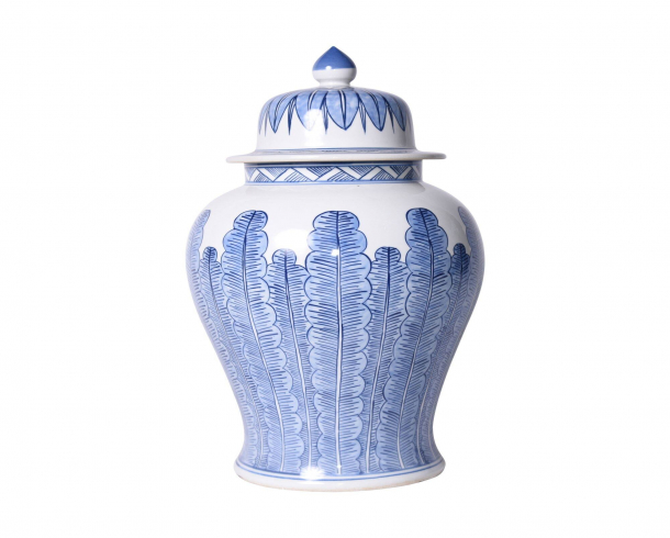 Blue And White Porcelain Temple Jar 