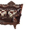 Leatherette Loveseat with Ornate Carvings